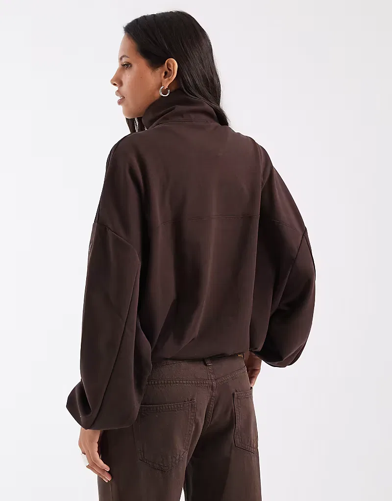 Мягкая на ощупь куртка-рубашка Adidas Originals на молнии, коричневый — фото 2
