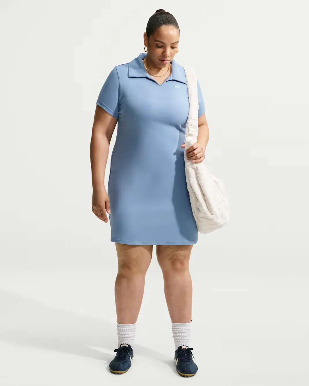 Женское облегающее платье-поло (большие размеры) Nike Sportswear Chill Knit, Work Blue/White