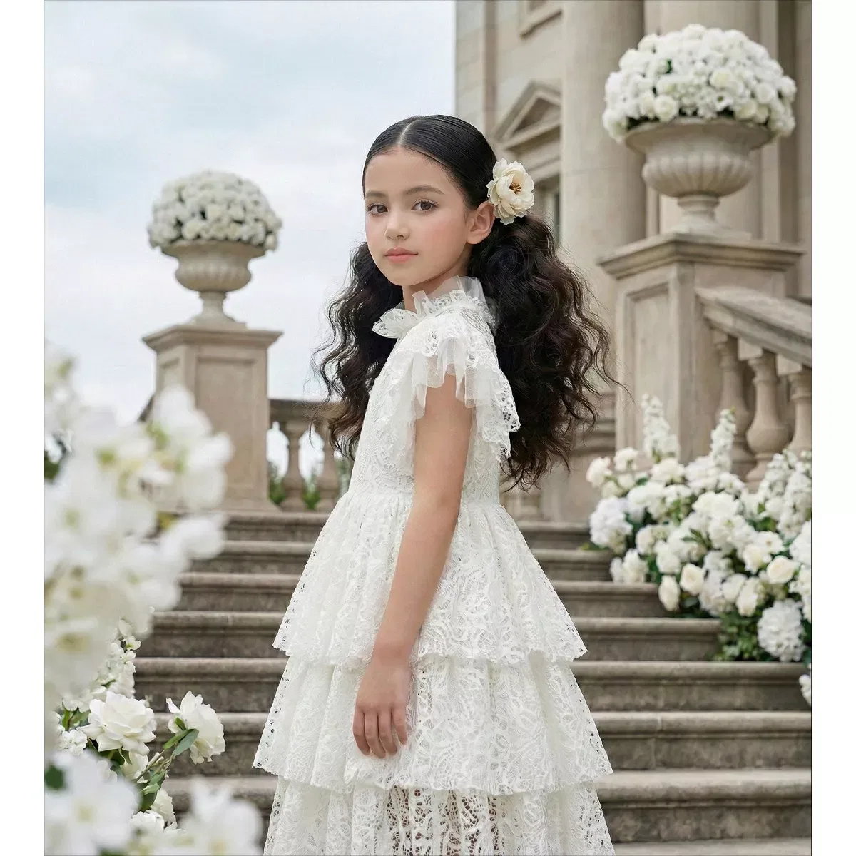 Детское платье для девочек кружевное Iris Lace 2bunnies, White — фото 4