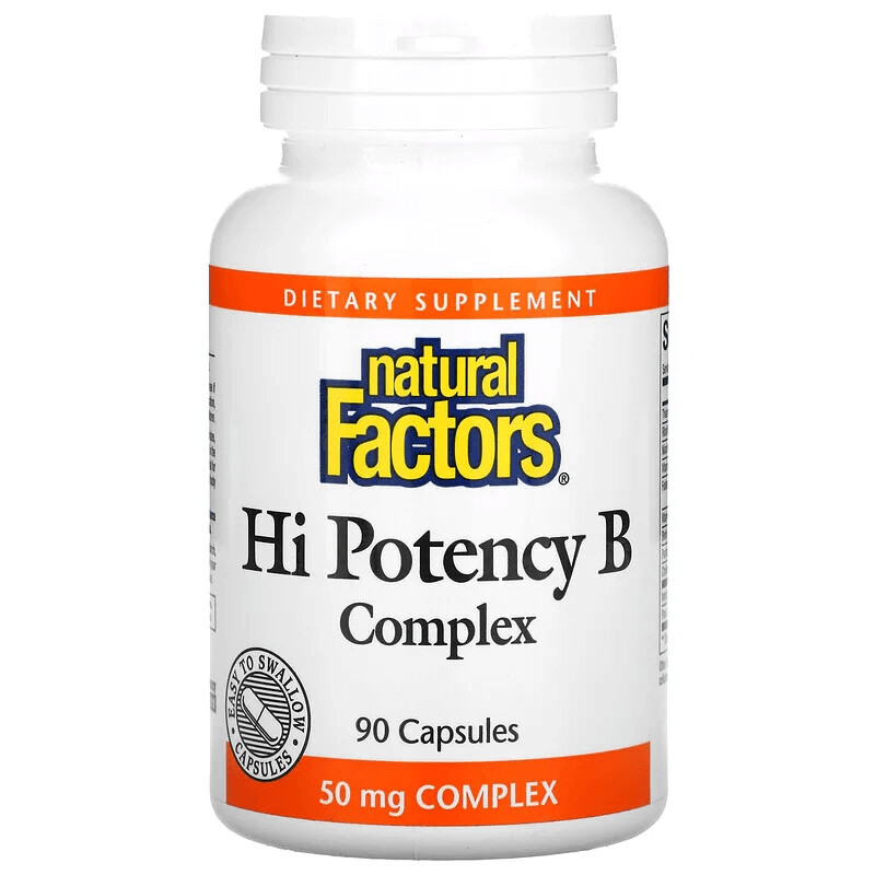 

Высокоэффективный комплекс B, 90 капсул, Natural Factors