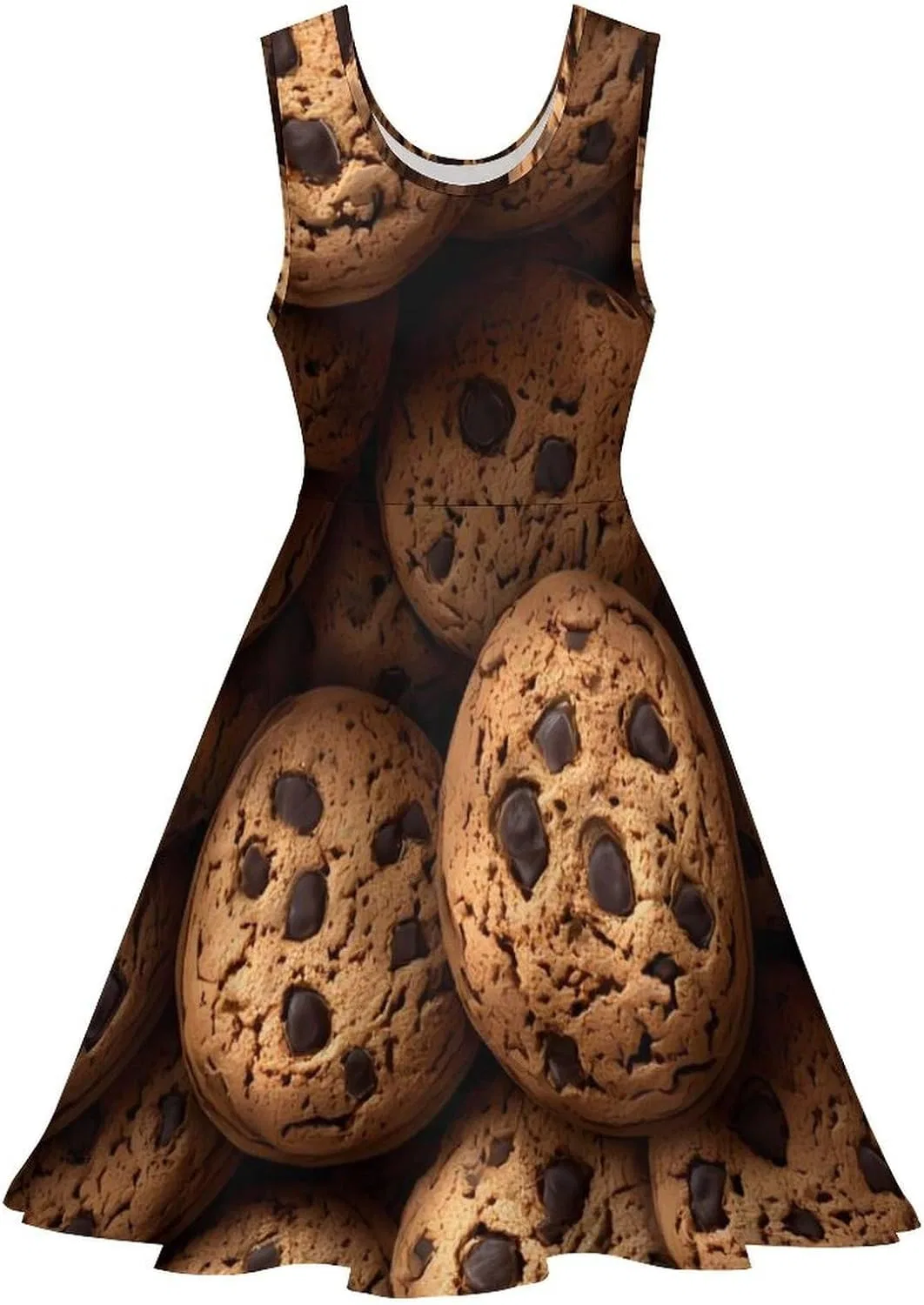 Женское летнее платье без рукавов с рюшами, Chocolate-Chips-Cookies — фото 2