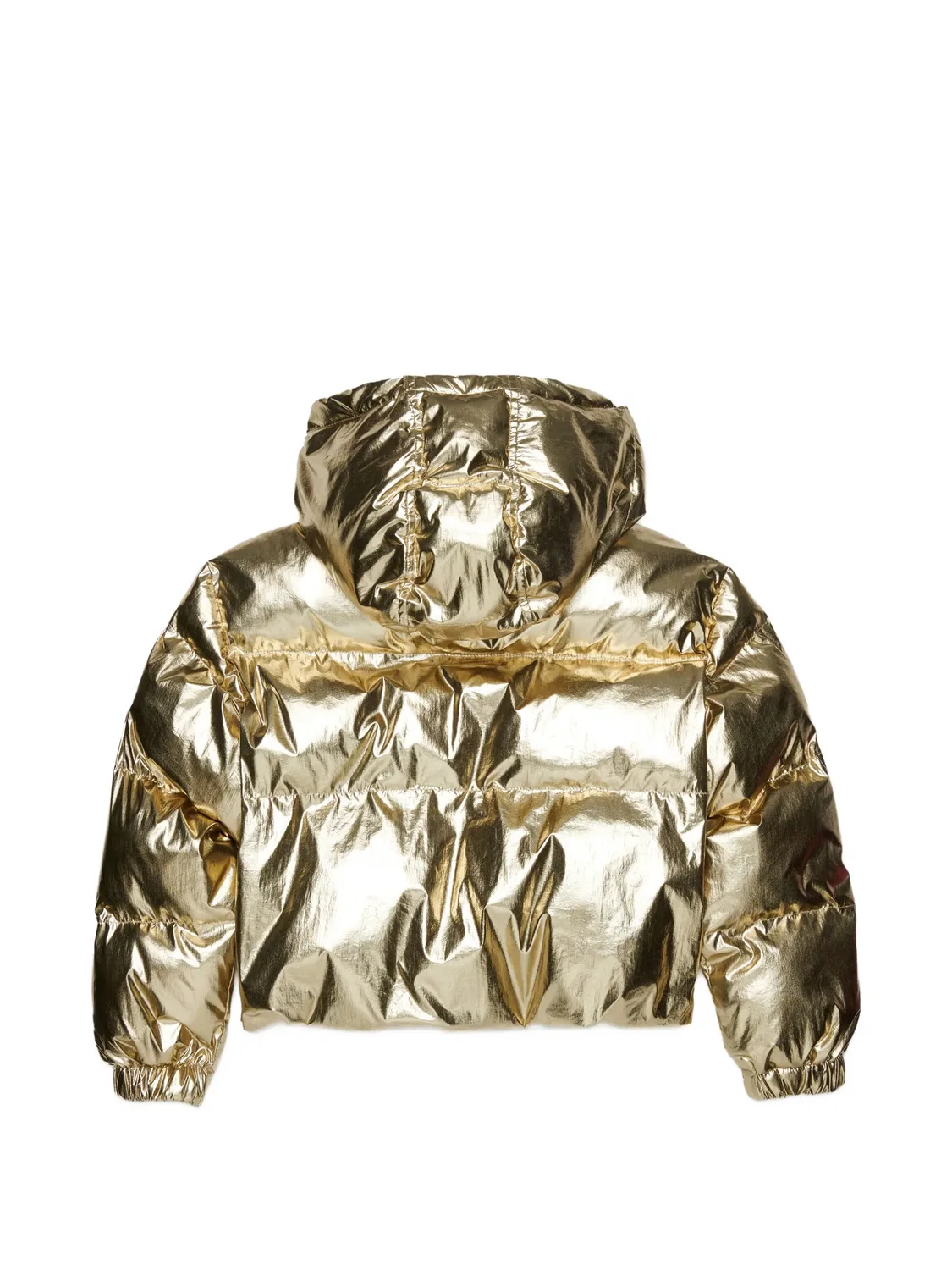Пуховик с капюшоном и эффектом металлик Marni Kids, золотистый — фото 2