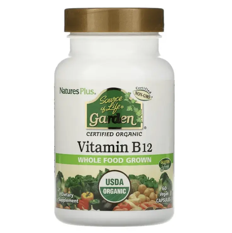 

Витамин B12 Certified Organic, Source of Life Garden, 60 веганских капсул, NaturesPlus