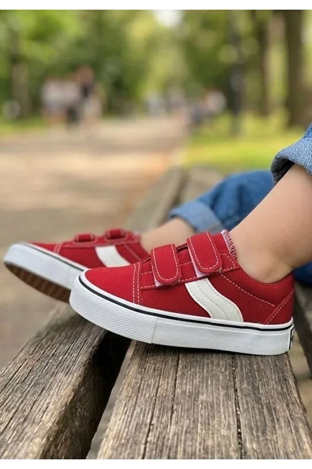 Детские повседневные льняные туфли на липучке Look Life, Red