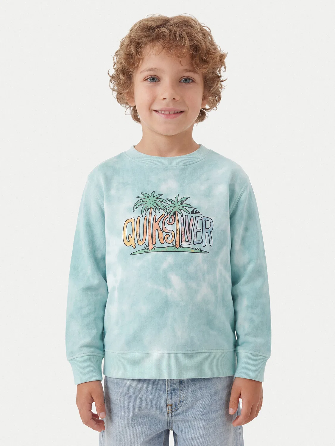 Толстовка небесно-голубого цвета удобного кроя для мальчика Tie Dye Quiksilver, голубой