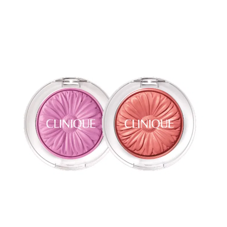 Женский набор румян с кисточкой CLINIQUE Small Daisy Blush Dual Set, #15 Lilac+#18 Fresh Look Orange Pink