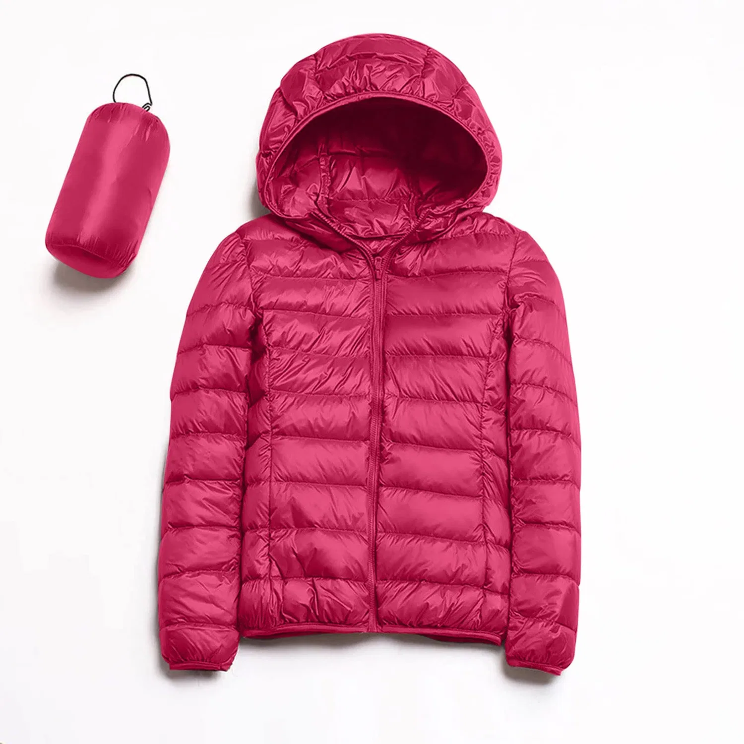 Женская зимняя куртка с капюшоном Green Down Jacket, Rosa acceso — фото 4