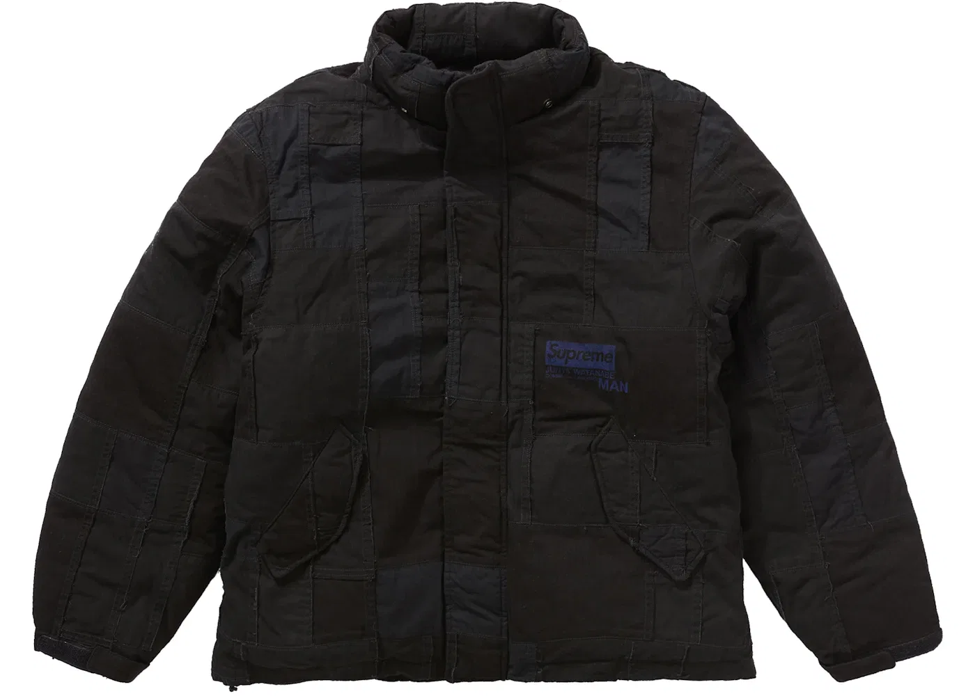 Мужская куртка-пуховик с пэчворком Supreme Junya Watanabe CdG Man, Black — фото 4