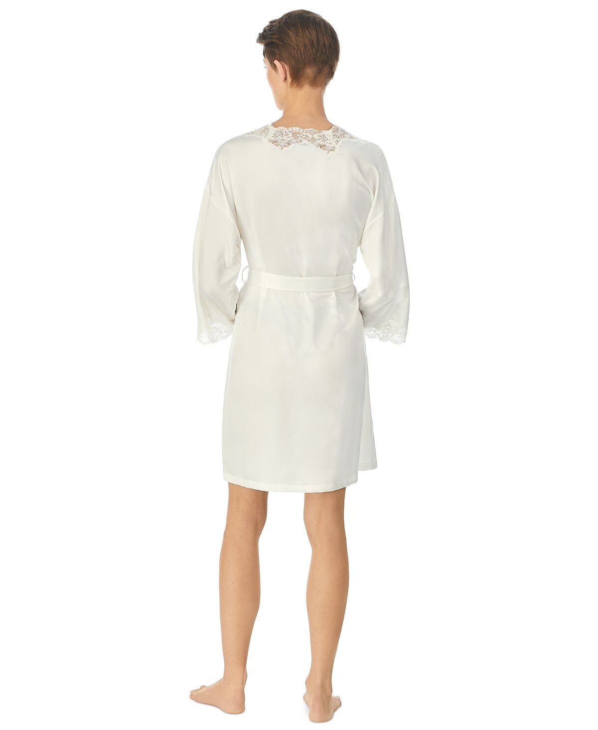 Нижнее белье lauren ralph satin lauren с кружевной отделкой, халат с запахом Lauren Ralph Lauren, мульти — фото 4