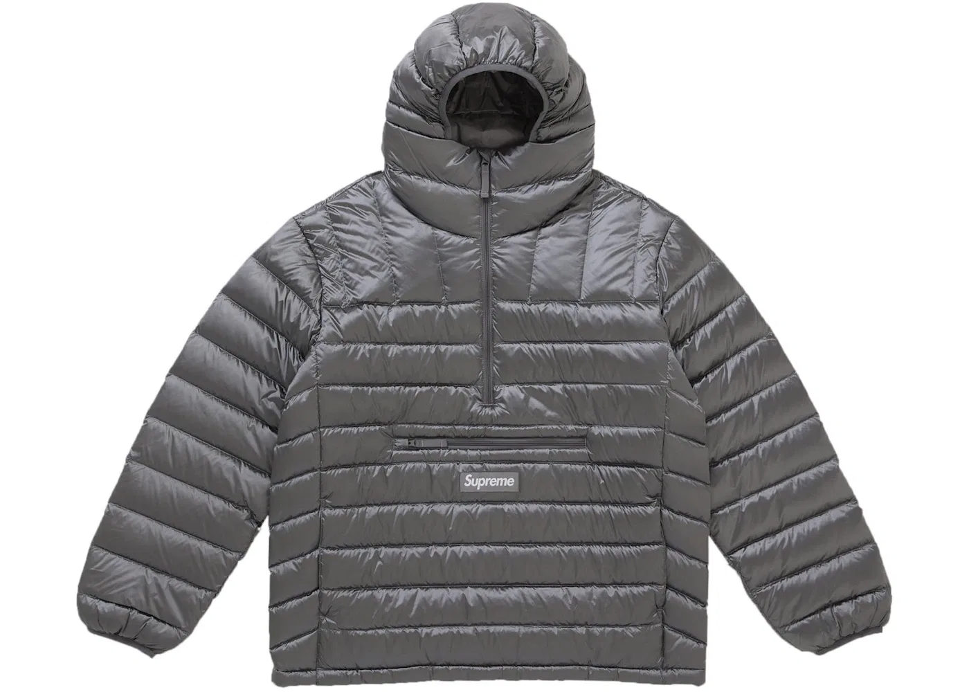 Мужской пуловер с капюшоном на молнии Supreme Micro Down Half Zip Silver