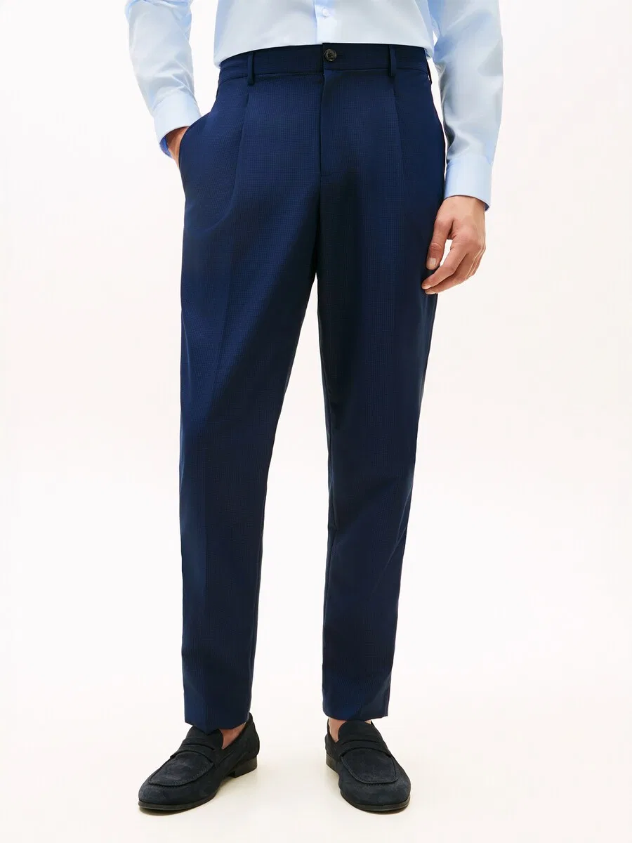 Брюки TOMMY HILFIGER Regular Pleat-Front Pants 'Airdo' темно-синего цвета — фото 3
