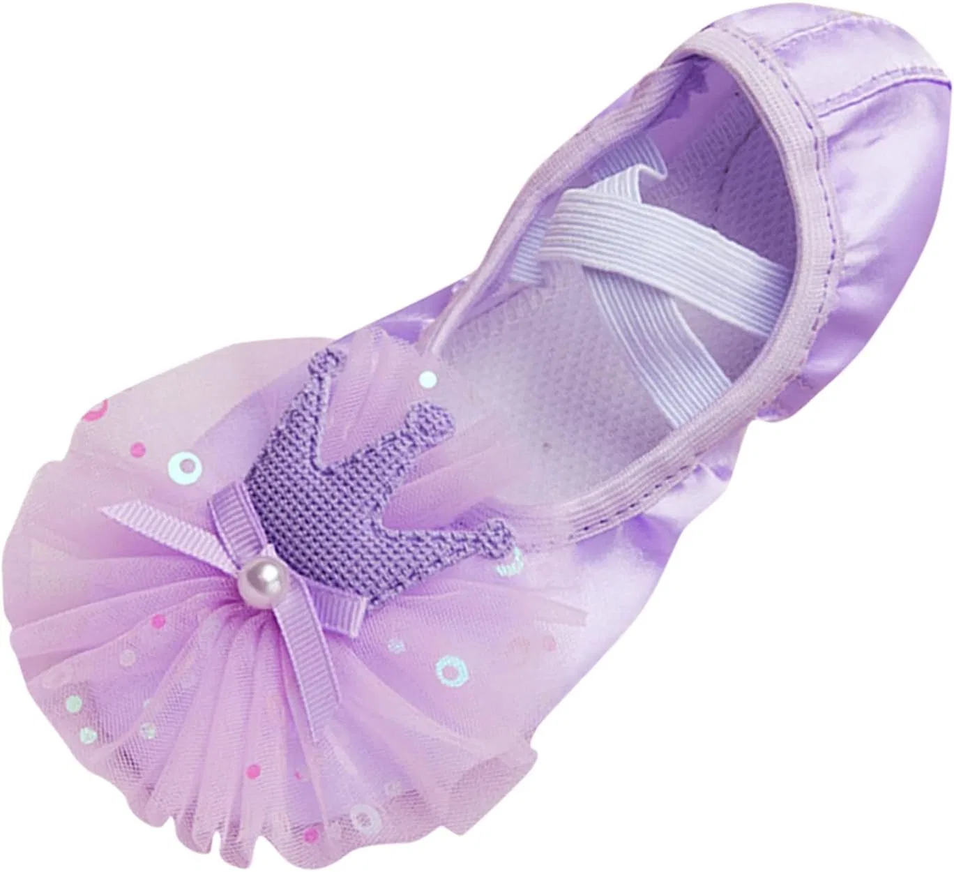 Детские балетки для девочек с кружевным цветком, модель Lace Flower, Purple