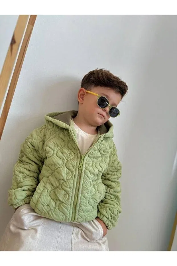 Детское пальто для девочек с капюшоном 1Baby1Cat, Green