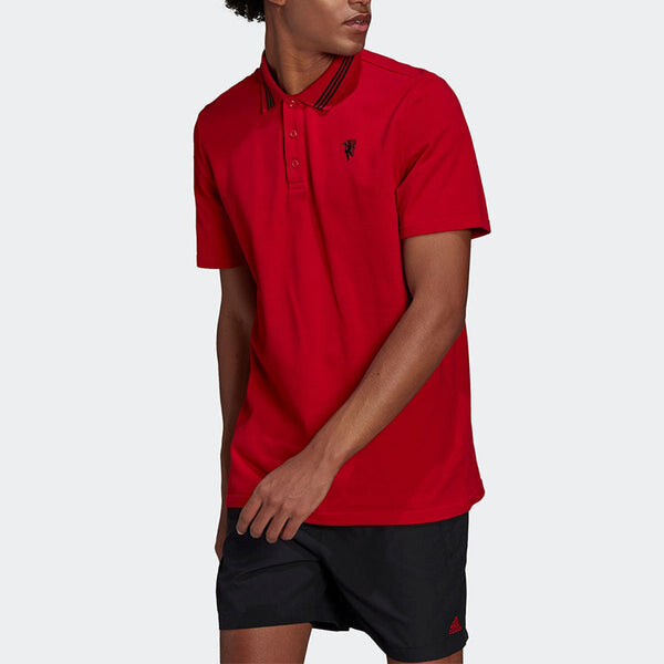 Футболка adidas Manchester United Soccer/Football Sports Solid Color Short Sleeve Polo Shirt Red, мультиколор — фото 2