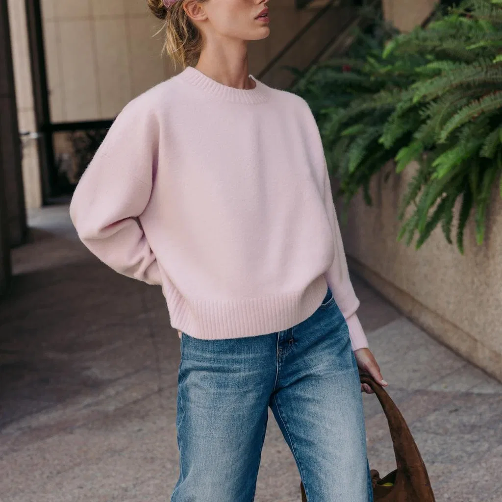 Женский свитер с круглым вырезом Light Pink Red ZARA — фото 4