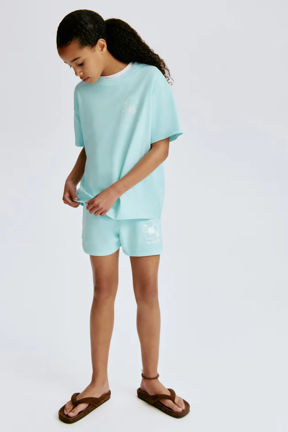 Спортивные шорты H&M, Helltürkis/Blume