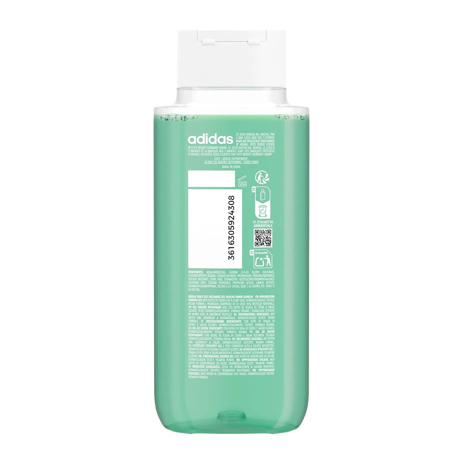 Гель для душа Vibes Full Recharge, adidas, 250 мл, Clary Sage Oil — фото 2