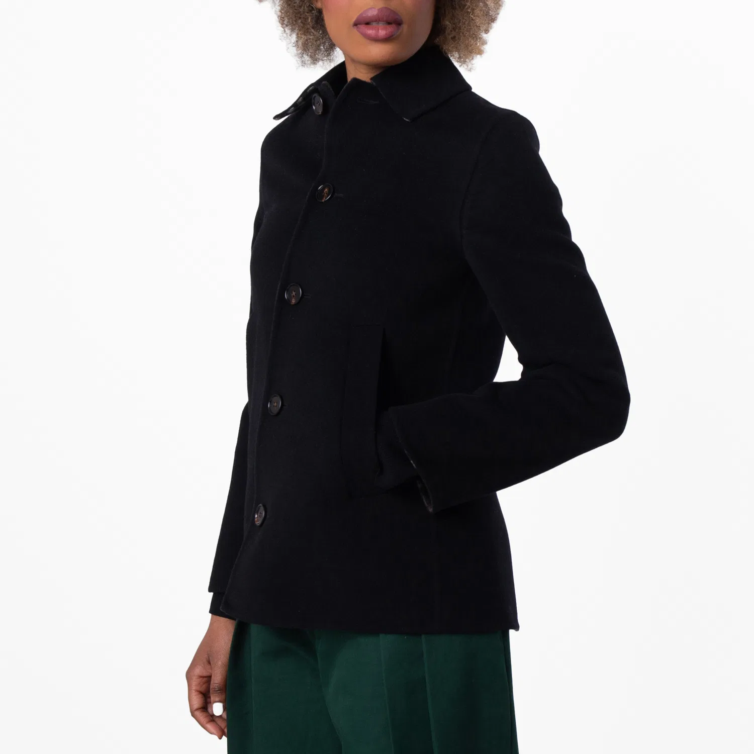 Пальто шерстяное однобортное укороченное Single-Breasted Wool Short Coat Burberry, Black — фото 3