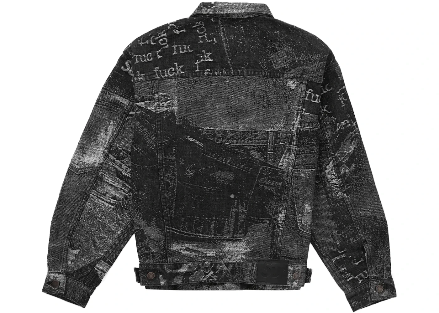 Мужская джинсовая куртка с жаккардовым принтом Supreme Archive Denim Jacquard Trucker Jacket, Black — фото 2