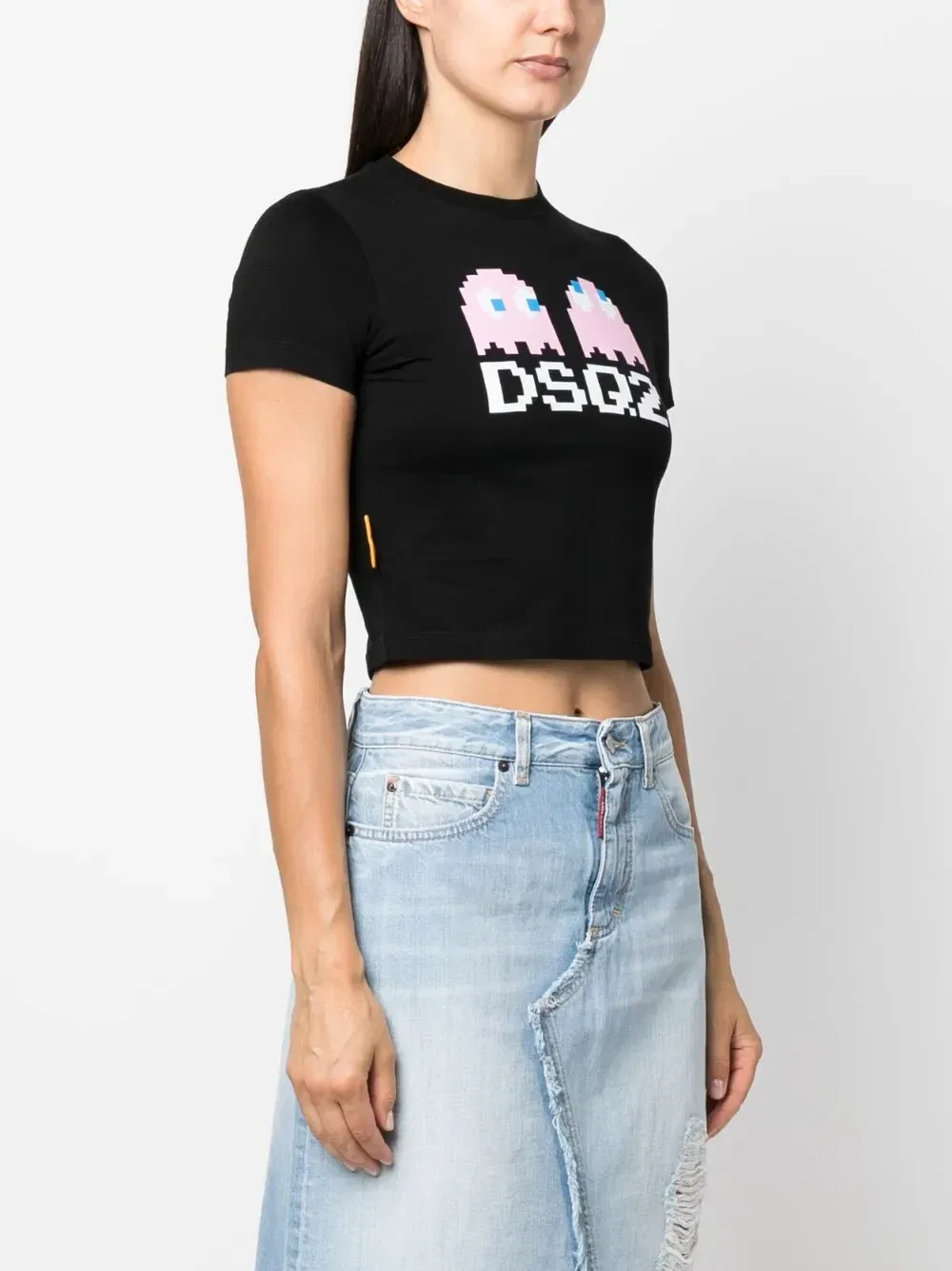 Укороченная футболка с графичным принтом из коллаборации с Pac-Man Dsquared2, черный — фото 3