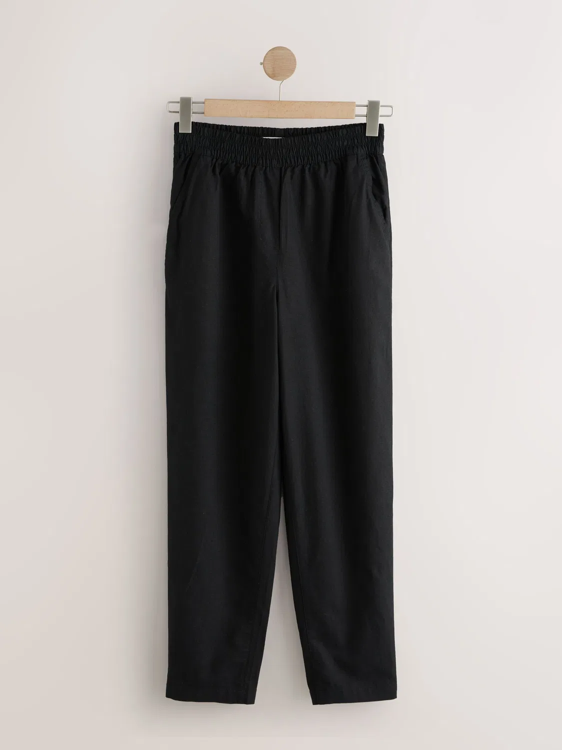 Брюки-бананы Stretch Linen Blend Barrel Leg Trousers 2 Pack Next, Black/White Spot — фото 3