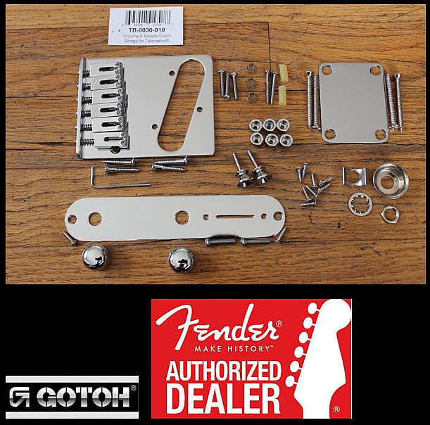 

Fender / Gotoh Telecaster Chrome Body Hardware Set Modern GTC202 6-седельный бридж USA Tele TB-0030-010 Fender/Gotoh 6-Saddle Telecaster Bridge Assembly (Chrome)