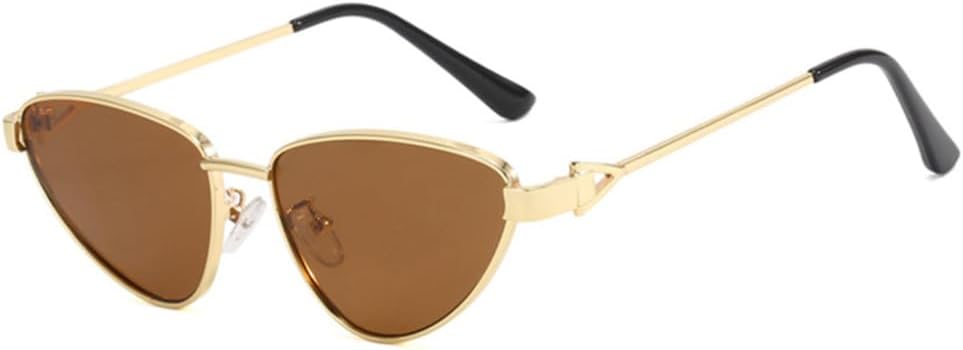 

Винтажные металлические солнцезащитные очки «кошачий глаз» для женщин, ретро, ​​маленькая треугольная оправа, женские солнцезащитные очки (золотисто-коричневый, один размер) generic, Black