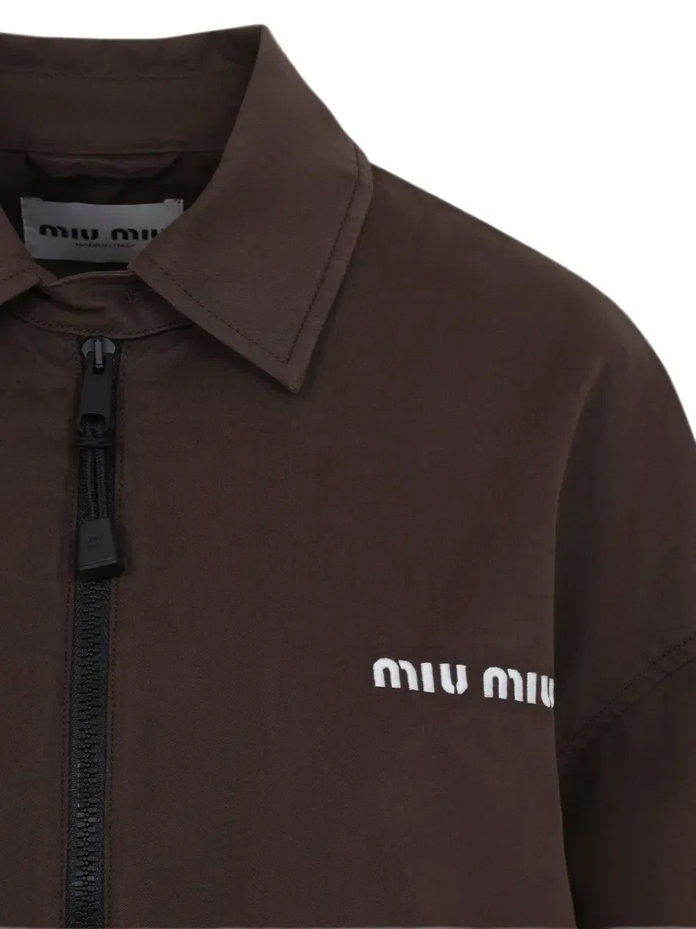 Куртка-блузон из стираного габардина Miu Miu, коричневый — фото 3