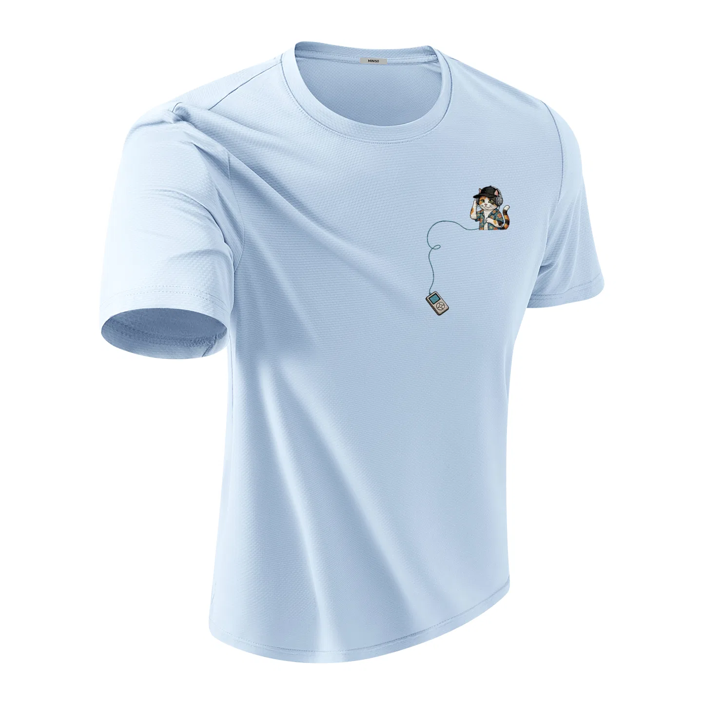 Детская футболка с принтом Hip-Hop Tri-Color Chest Logo MINISO, Glacier Blue