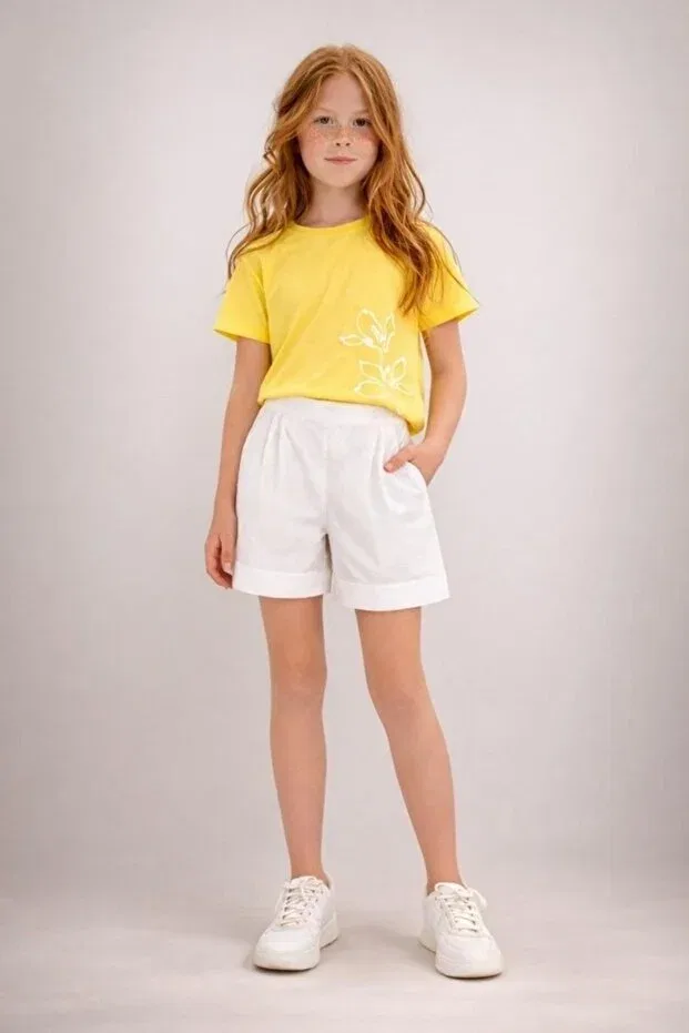 Детские шорты для девочек льняные Nk Kids, Ecru