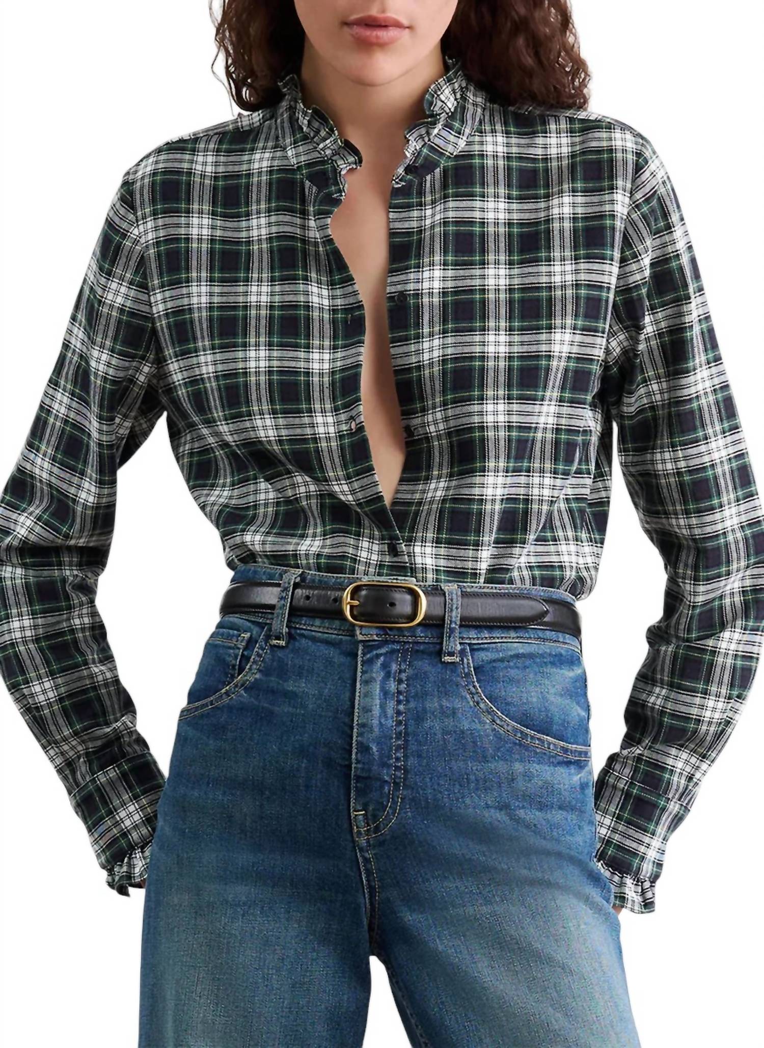 

Рубашка Lydia Plaid в цвете слоновой кости/серый NILI LOTAN