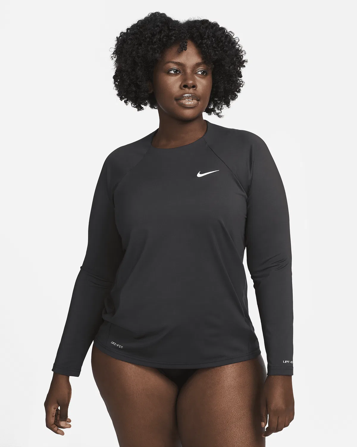 Женская длинная футболка Dri-FIT UV (плюс сайз) Nike Swim Hydroguard, Black