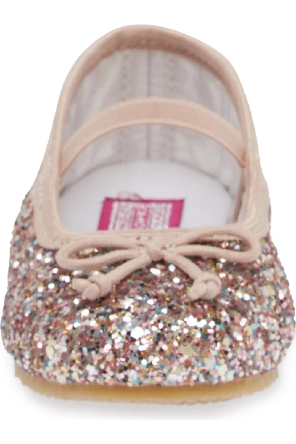 Детские туфли с блестками и бантом Victoria L'AMOUR, Glitter Multi Pink — фото 4