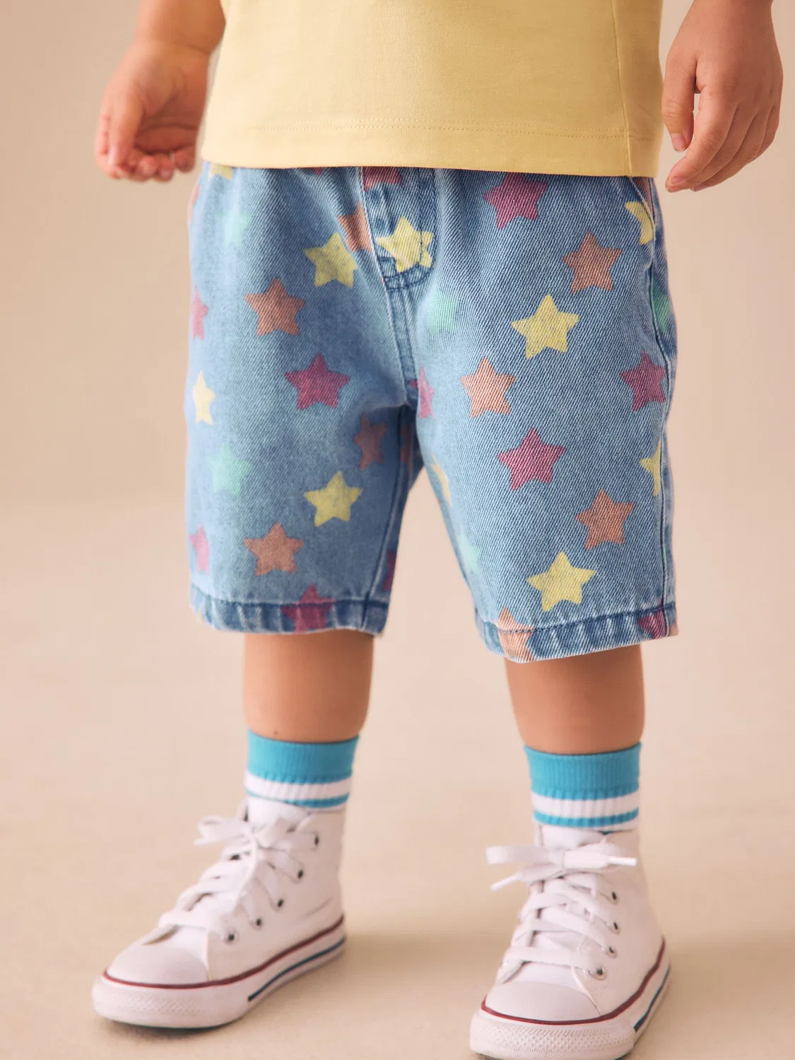 Шорты джинсовые на резинке, со звездами Next, Mid Blue Denim Star