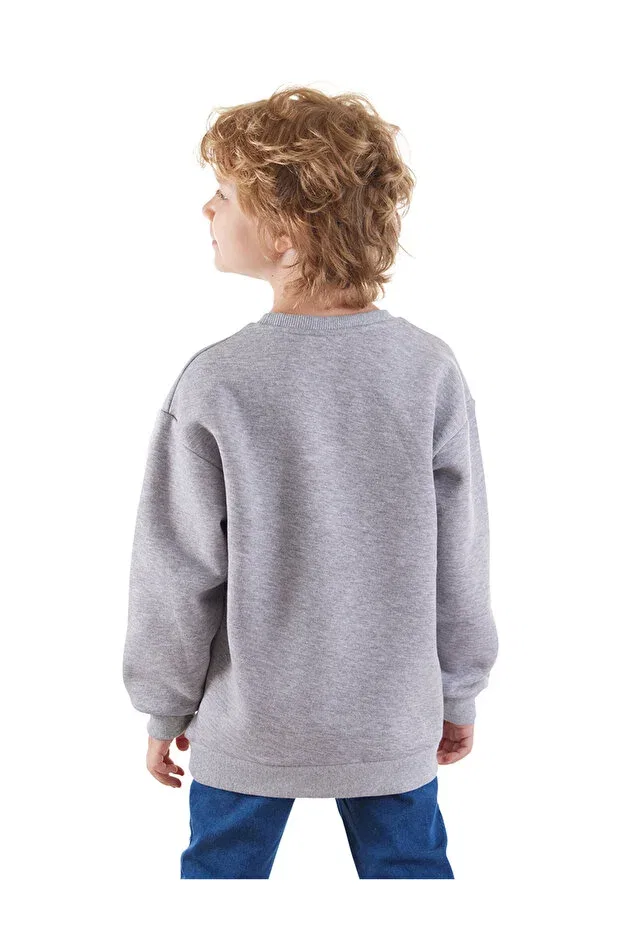 Детские свитшот для мальчиков с принтом Just smile Denokids, Grey — фото 3