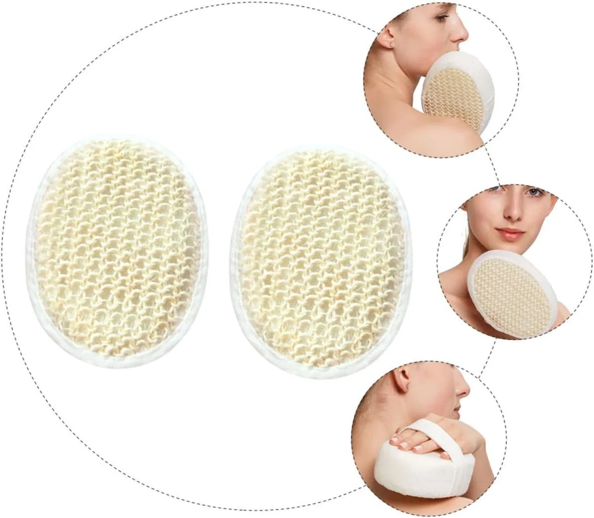 Набор мочалок для тела из сизаля PAMINGONO, 2 шт, 14x10x5 см, Beige — фото 4
