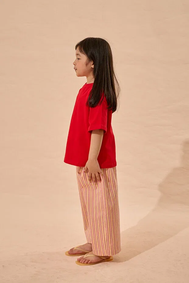 Детская футболка для девочек красная с принтом Oversize Basic T-Shirt Red Fahhar Kids, Red — фото 2