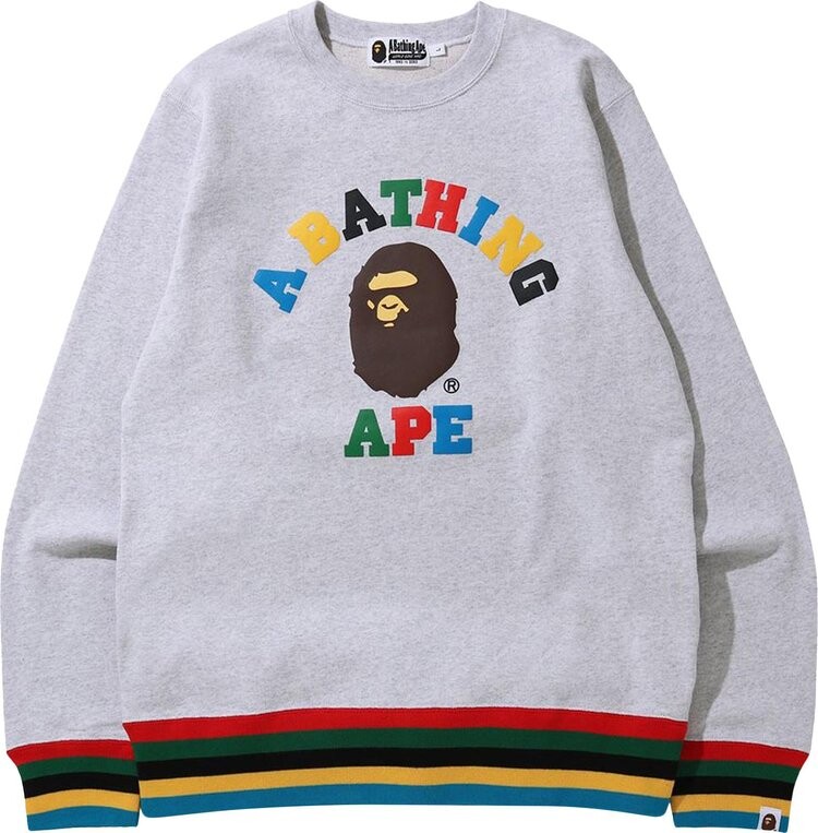 

Толстовка BAPE College Line Rib Crewneck 'Grey', серый