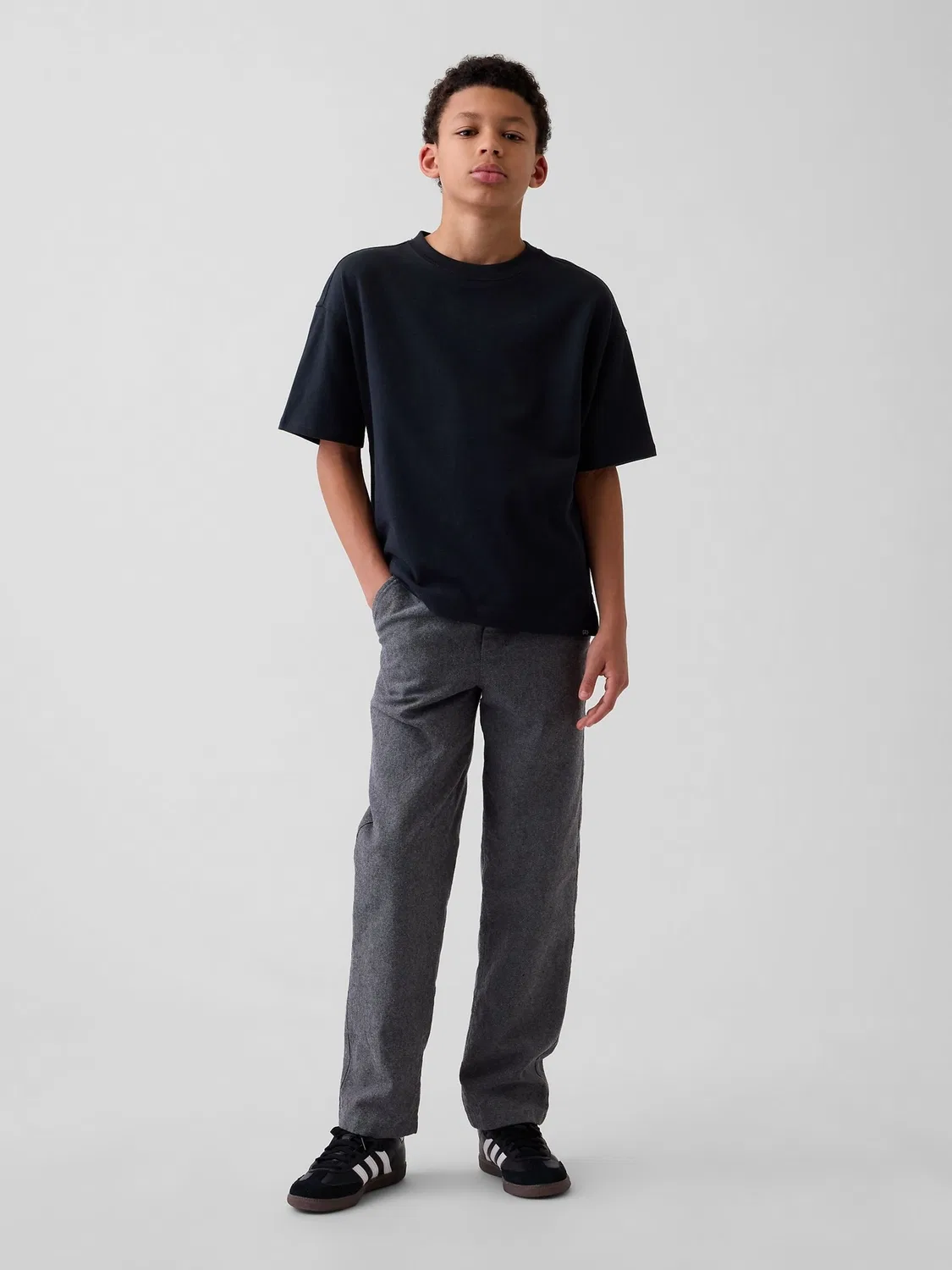 Брюки свободные из льна с хлопком Gap Black