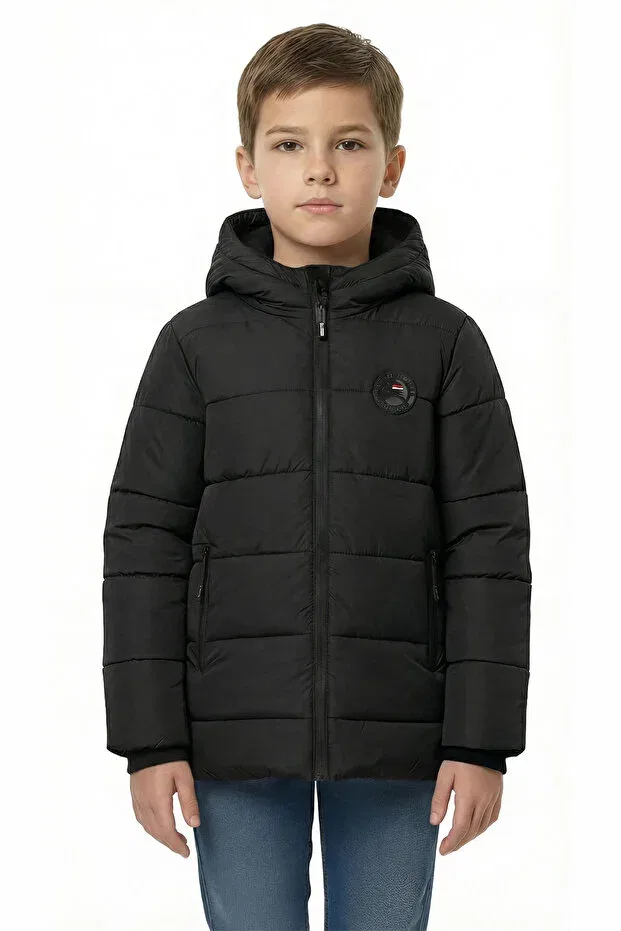 Детское зимнее пальто для девочек с капюшоном Qawwa, Black
