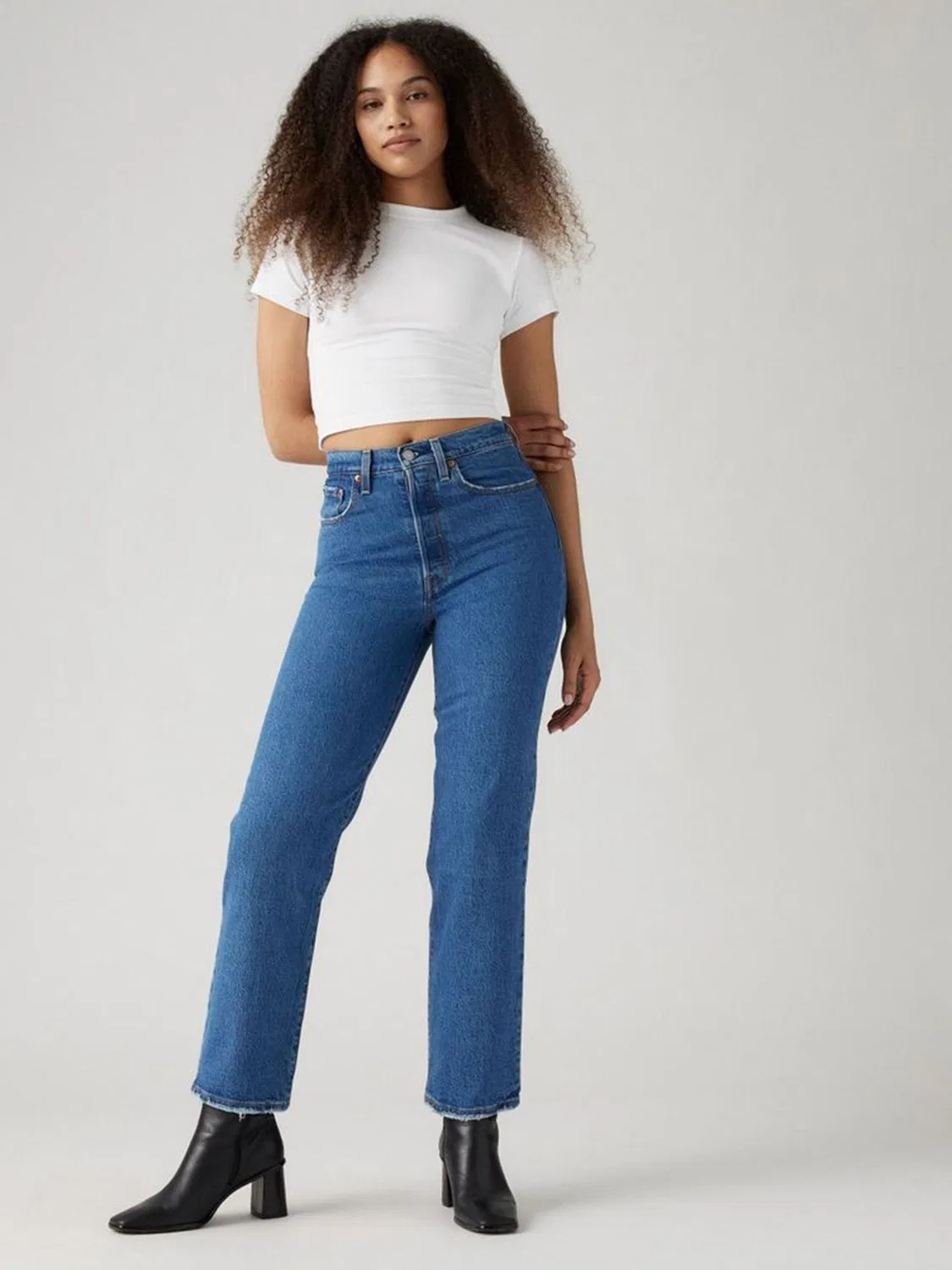 Джинсы прямые, высокая посадка Ribcage Straight Ankle Levi's, синие