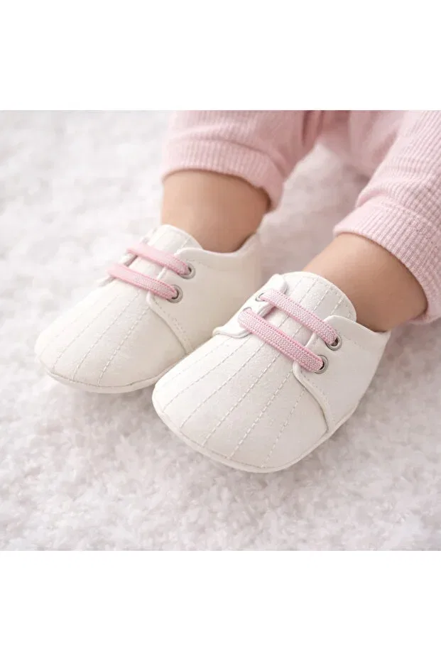 Детские туфли для девочек без скольжения Basics Happy Baby Butik, White-Pink — фото 2