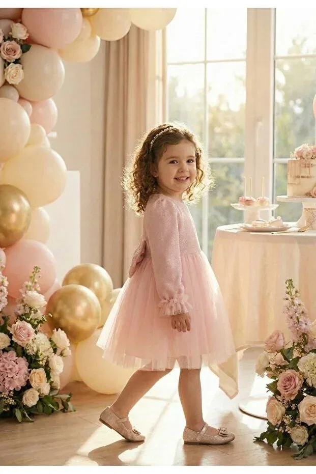 Детское платье для девочек с длинным рукавом Cinderella Penu Baby Kids, Pink — фото 3