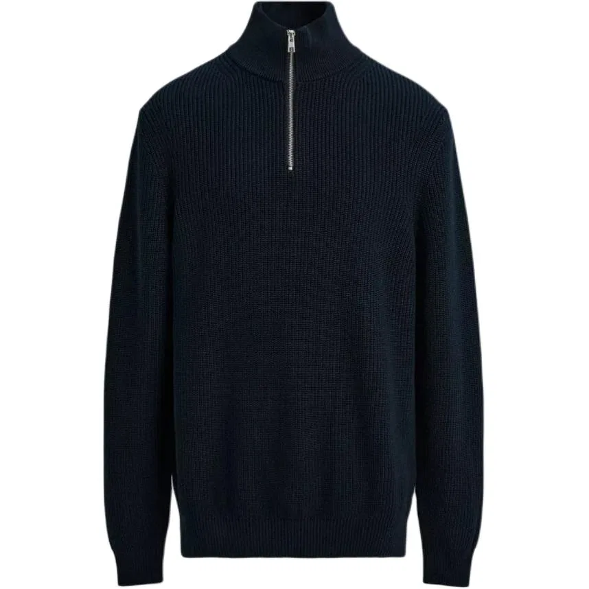 Мужской джемпер с полуводолазкой, прямой крой, Sea Blue, ZARA