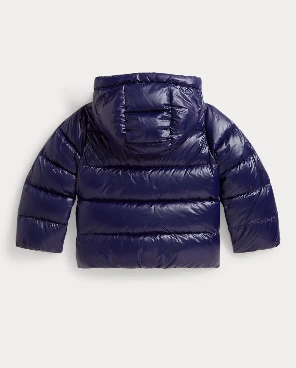 Детское пальто для девочек с капюшоном пуховое Polo Ralph Lauren, Azul Marino — фото 2