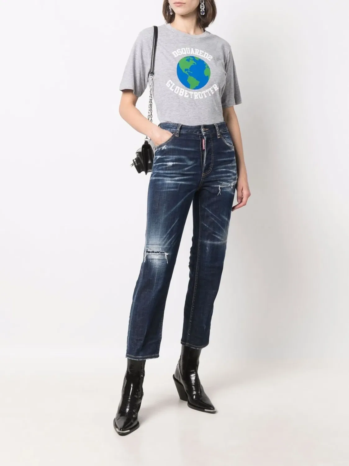 Джинсы прямого кроя с эффектом потертости DSQUARED2, синий — фото 3