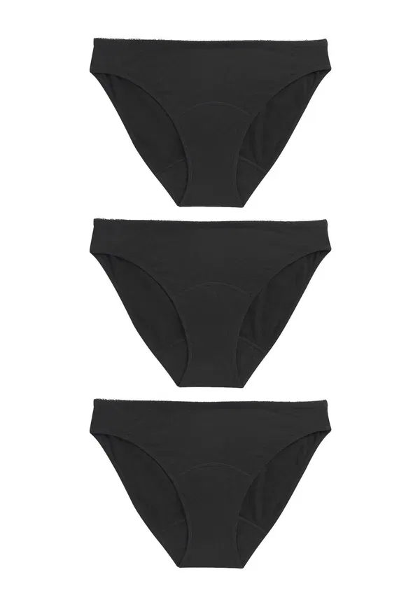 Комплект из 3 трусов хлопковый Body-hugging Medium flow essential period knickers Next, черный — фото 4