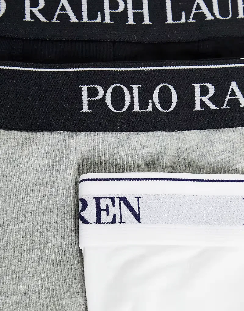 Классические плавки Polo Ralph Lauren (3 пары) черного, белый и серого — фото 4