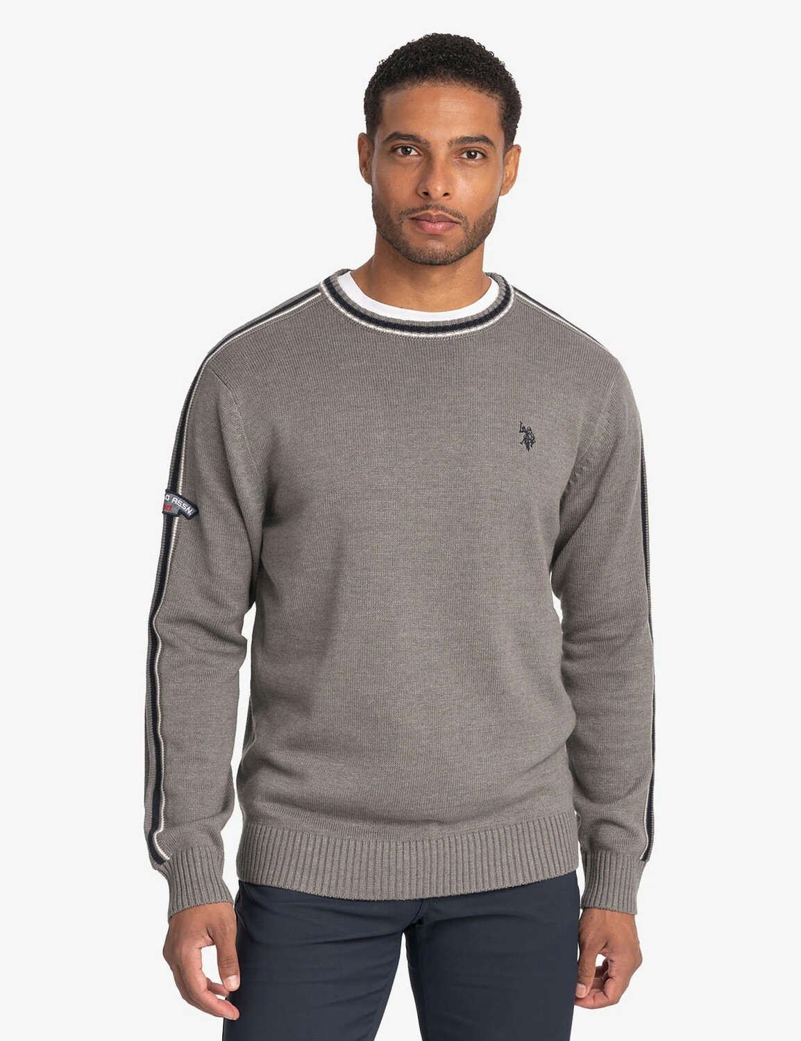 

Свитер U.S. Polo Assn. Signature Stripe Crew Neck, серый