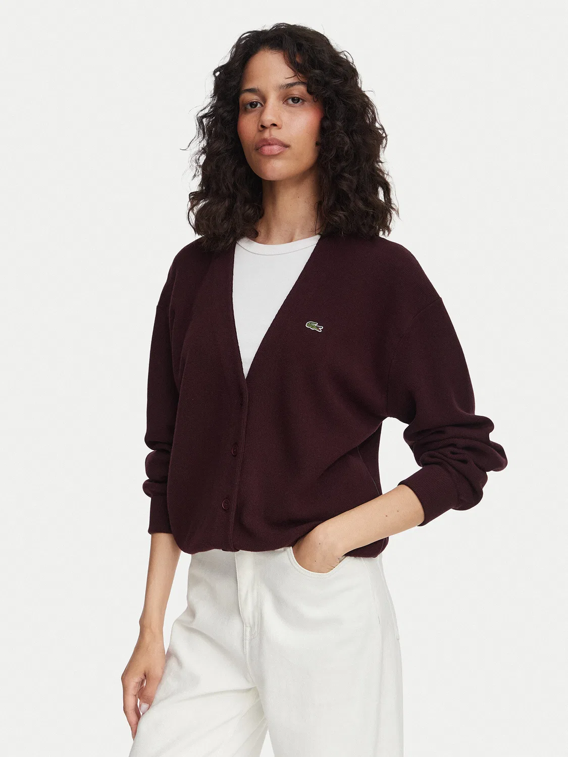 Женский кардиган стандартного кроя Lacoste, коричневый